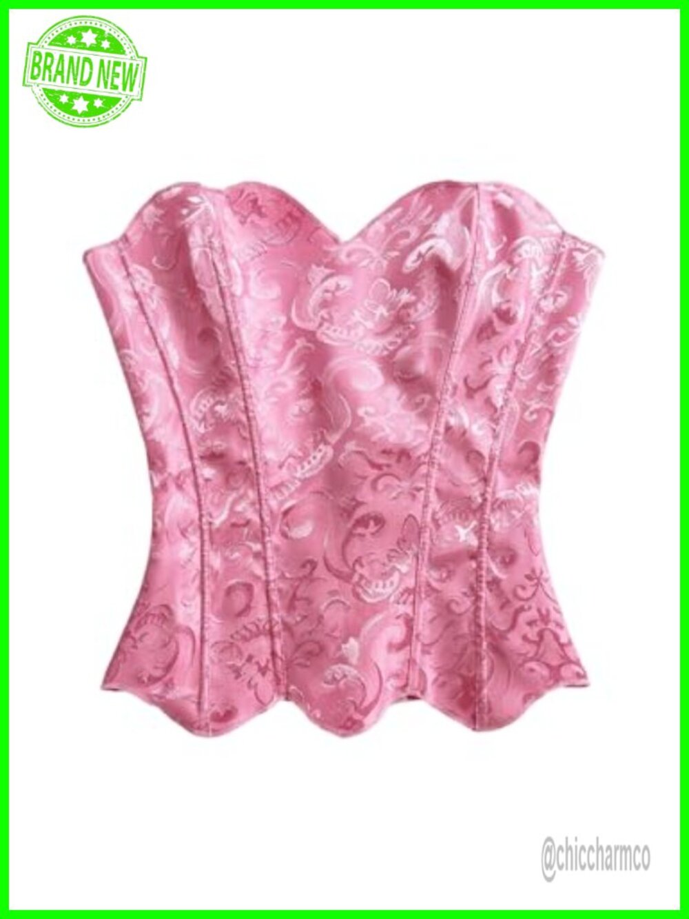 Floral Jacquard Strapless Corset Lace Up Bustier Tube Top